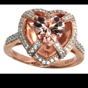 Genuine 2.0 Morganite Sterling Silver Designer Ring Size 8.25